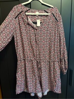 GAP Floral Print Romper in Black, Pink & White